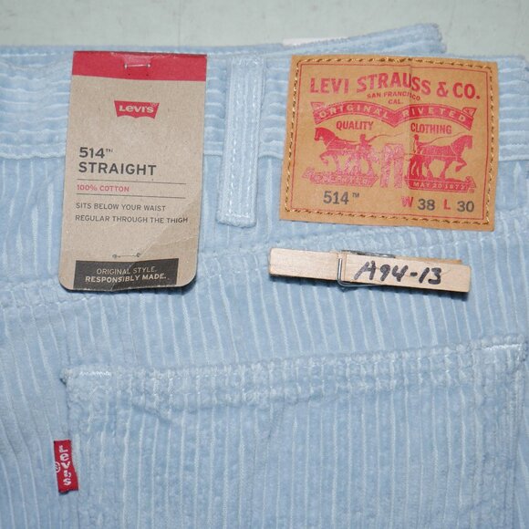 Levis 514 Men's Size 38x30 Corduroy Jeans Pants Sky Blue Vintage Wide Wale NWT - Picture 5 of 8